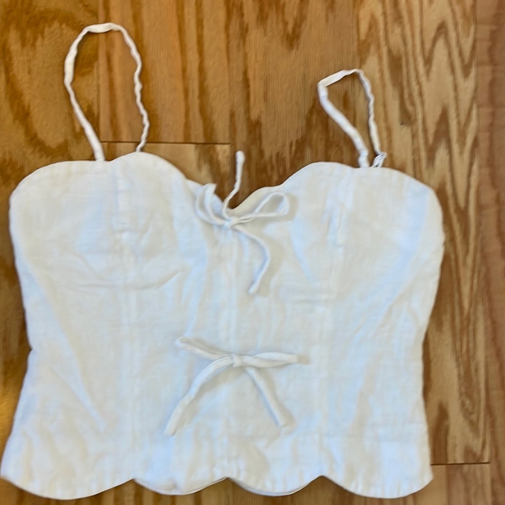 Reformation scalloped crop top